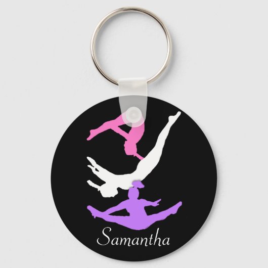 Trampoline gymnast personalized keychain キーホルダー (正面)
