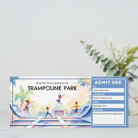 Trampoline Park - Bounce House Ticket  招待状 (スタンド正面)