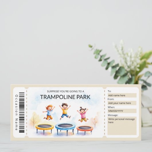 Trampoline Park Gift Certificate Template 招待状 (スタンド正面)