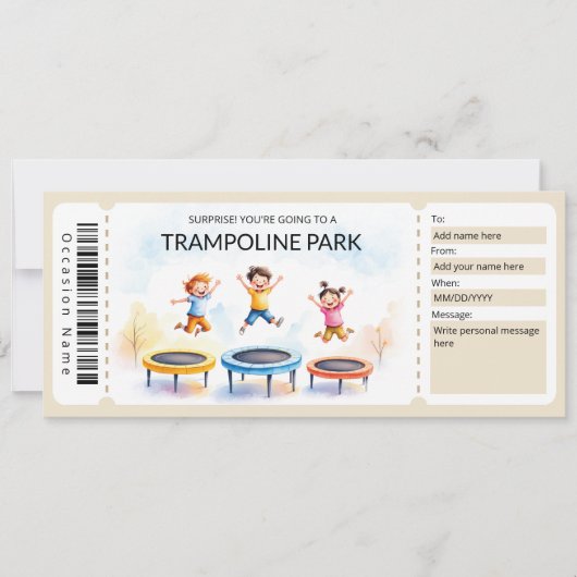Trampoline Park Gift Certificate Template 招待状 (正面)