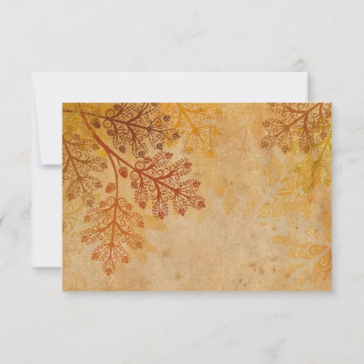 Tranishedのレースのような葉の秋の結婚式RSVPカード 出欠カード (裏面)