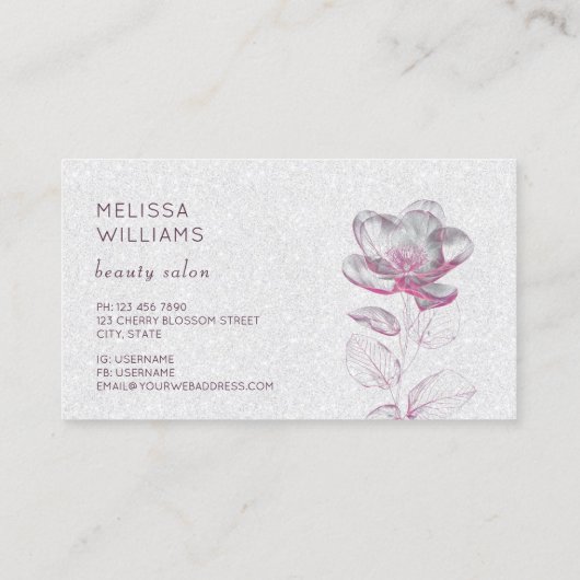 Tranparent Pink Shiny Metallic Flower 名刺 (裏面)