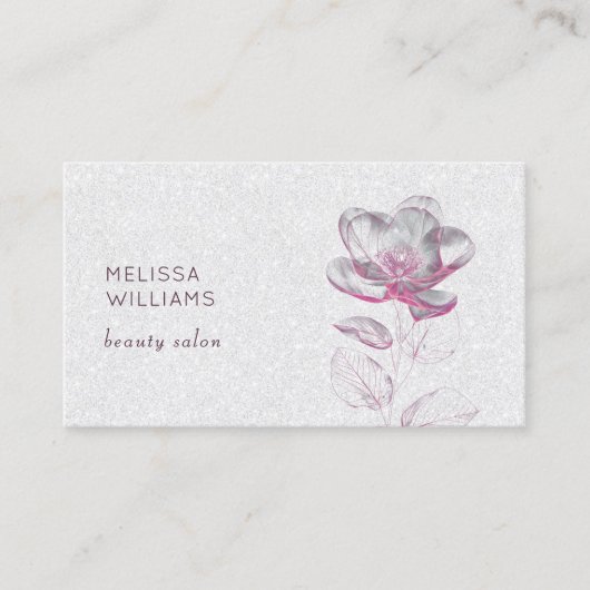 Tranparent Pink Shiny Metallic Flower 名刺 (正面)