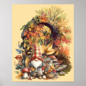 Tranquil Autumn Garden with Gnome ポスター (正面)