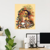 Tranquil Autumn Garden with Gnome ポスター (ホームオフィス)