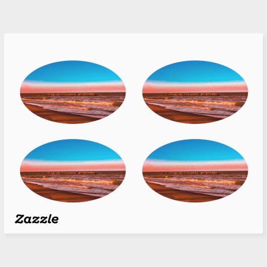 Tranquil Beach & Wave  – Summer Coastal Vibes 楕円形シール (シート)