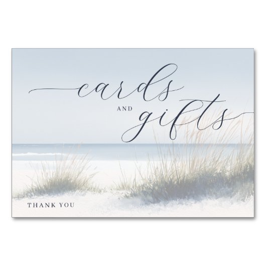 Tranquil Blue Minimalist Beach Waves テーブルナンバー (正面)