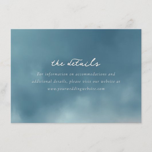 Tranquil Blue Minimalist Wedding Details Card エンクロージャーカード (正面)