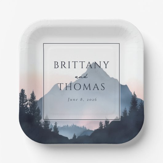 Tranquil Blue Mountain Landscape ペーパープレート (正面)