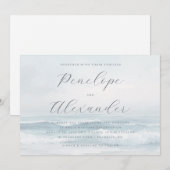 Tranquil Blue Ocean Waves 招待状 (正面/裏面)