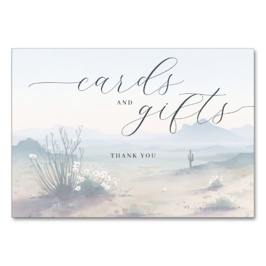 Tranquil Blue Watercolor Desert Landscape テーブルナンバー (正面)