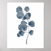 Tranquil Blue Watercolor Eucalyptus Branch Art ポスター (正面)