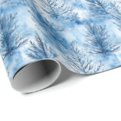 Tranquil Blue Watercolor Evergreen Trees ラッピングペーパー (ロールコーナー)