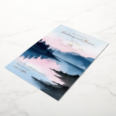 Tranquil Blue Watercolor Landscape 箔招待状 (回転した状態)