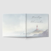 Tranquil Blue Watercolor Lighthouse ゲストブック (全面)