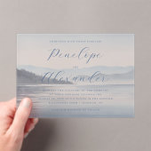 Tranquil Blue Watercolor Mountains アクリル招待状 (インサイチュ (ポータブル))