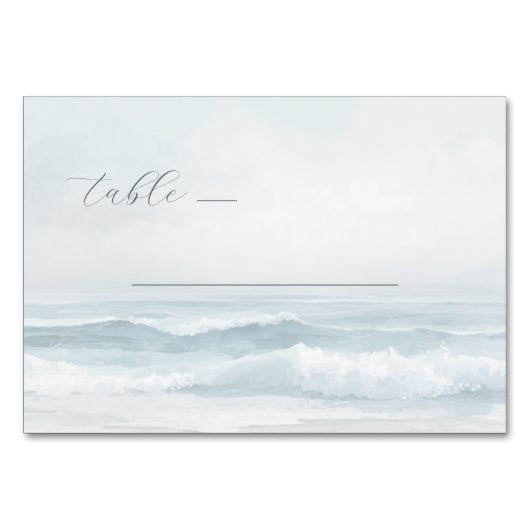 Tranquil Blue Watercolor Waves テーブルナンバー (正面)