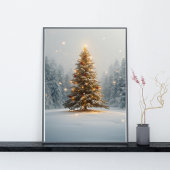 Tranquil Christmas Tree in Snowy Clearing ポスター