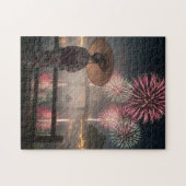 Tranquil Colors – A Yukata Girl and Fireworks ジグソーパズル (横)