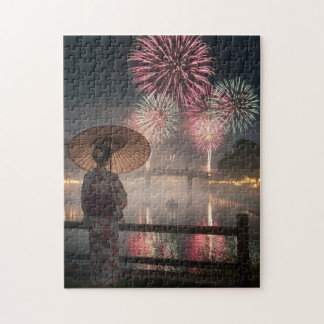Tranquil Colors – A Yukata Girl and Fireworks ジグソーパズル