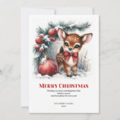Tranquil Fawn Snowy Forest Christmas Greeting Card シーズンカード (正面)