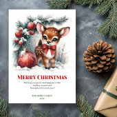 Tranquil Fawn Snowy Forest Christmas Greeting Card シーズンカード