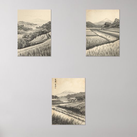 Tranquil Fields – Japanese Countryside Vintage Art (正面)