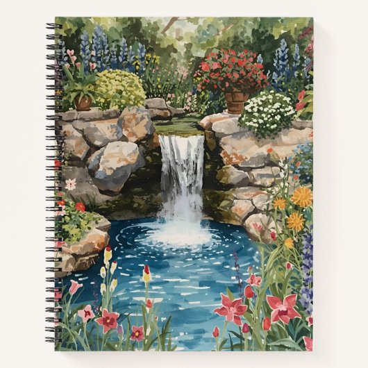 Tranquil Garden Waterfall Spiral Notebook ノートブック (正面)