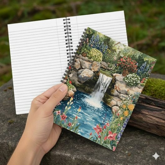 Tranquil Garden Waterfall Spiral Notebook ノートブック