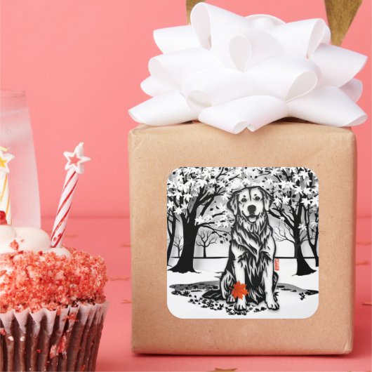 TRANQUIL GLEN Golden Retriever スクエアシール (パーティー)