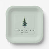 Tranquil Green Evergreen Tree ペーパープレート (正面)