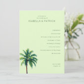 Tranquil Green Palm Tree Wedding Ceremony Schedule プログラム (スタンド正面)