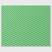 Tranquil Green Pattern: White Wavy Lines ラッピングペーパー (フラット)