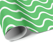 Tranquil Green Pattern: White Wavy Lines ラッピングペーパー (ロールコーナー)