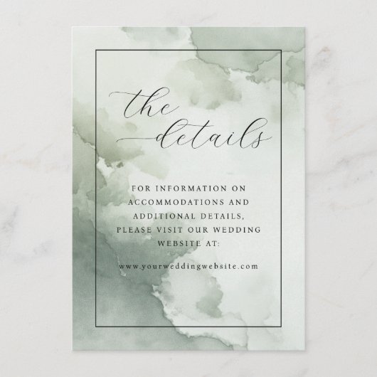 Tranquil Green Watercolor Details エンクロージャーカード (正面)