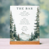 Tranquil Green Watercolor Mountain Bar Menu アクリルサイン (ニュートラル)
