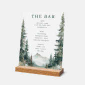 Tranquil Green Watercolor Mountain Bar Menu アクリルサイン (傾斜)