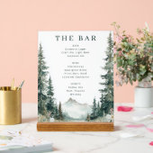 Tranquil Green Watercolor Mountain Bar Menu アクリルサイン (ウェディング)