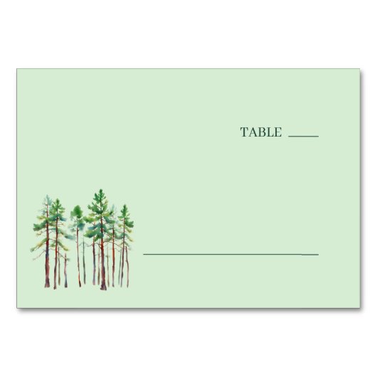 Tranquil Green Watercolor Pine Trees テーブルナンバー (正面)