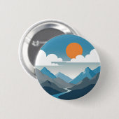 Tranquil Horizon | 極簡山岳風景アート 缶バッジ (正面&裏面)