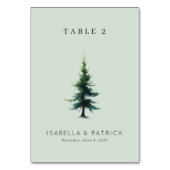 Tranquil Mint Watercolor Tree テーブルナンバー (裏面)
