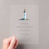 Tranquil Muted Watercolor Lighthouse アクリル招待状 (インサイチュ (ポータブル))