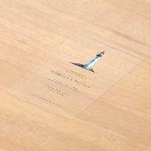 Tranquil Muted Watercolor Lighthouse アクリル招待状 (レイダウン)