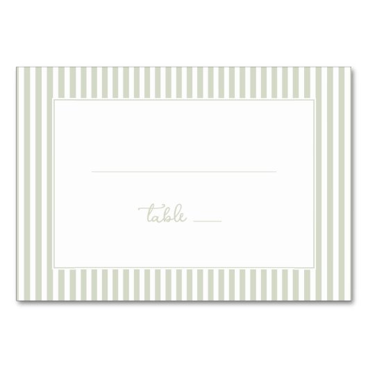 Tranquil Pale Green Stripes テーブルナンバー (正面)