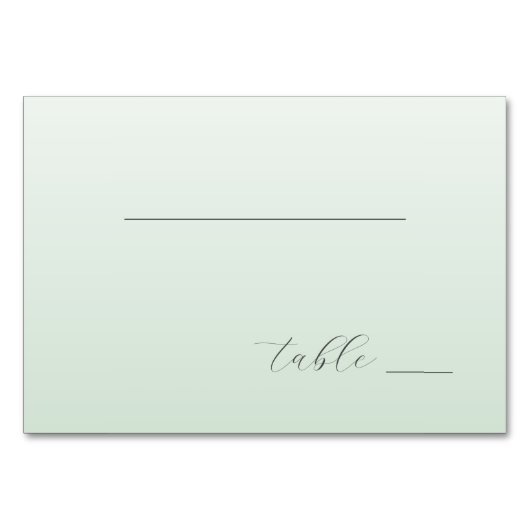 Tranquil Pastel Green Minimalist Lines テーブルナンバー (正面)