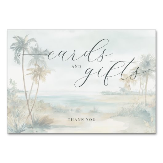 Tranquil Pastel Watercolor Beach Scene テーブルナンバー (正面)
