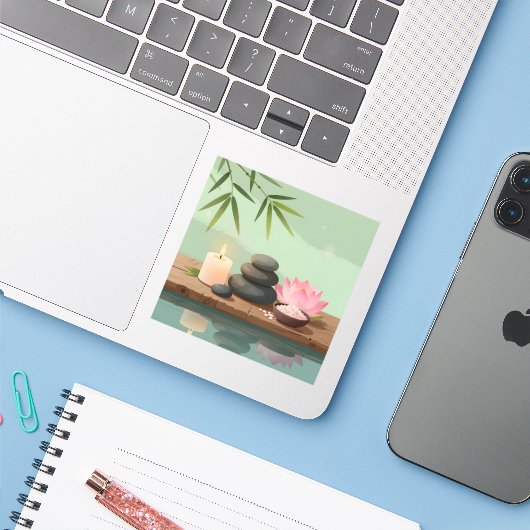 Tranquil Reflection - Square Vinyl シール (ノートパソコンとiPhone)