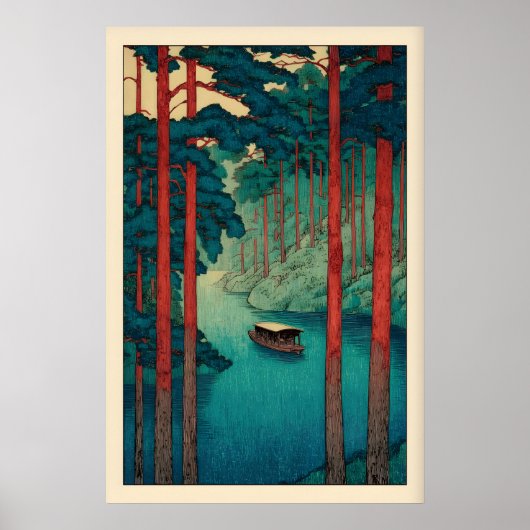 Tranquil River Wall Art Hasui Kawase Style, Calm ポスター (正面)