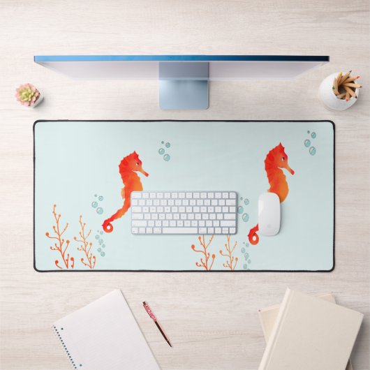 Tranquil Seahorse" Watercolor Desk Mat - Large Ext デスクマット (オフィス1)