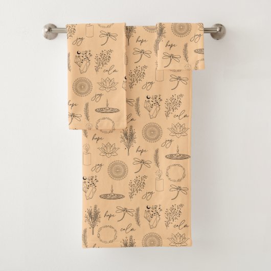 Tranquil Symbols: 3-Piece Wellness-Inspired バスタオルセット (インサイチュ)